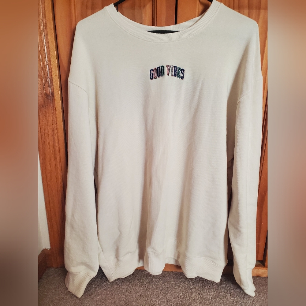 🌻 3/$20 Deal!! Forever 21 Good Vibes Cream Sweater